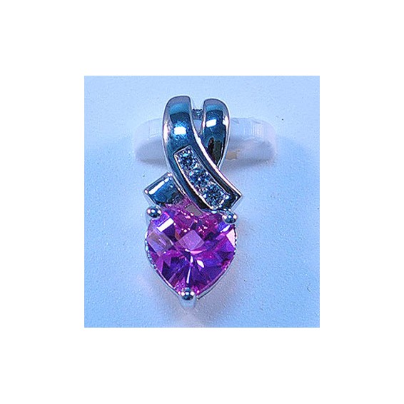 10kw Created Pink Sapphire & Diamond Pend