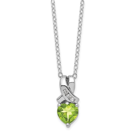 SS Peridot & Diamond Pend Necklace
