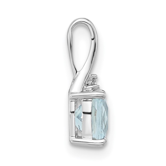 10k White Gold Checkerboard Aquamarine & Diamond Chain Slide