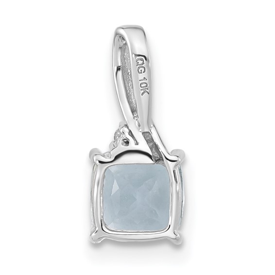 10k White Gold Checkerboard Aquamarine & Diamond Chain Slide