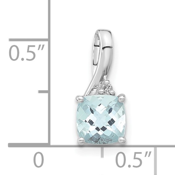 10k White Gold Checkerboard Aquamarine & Diamond Chain Slide