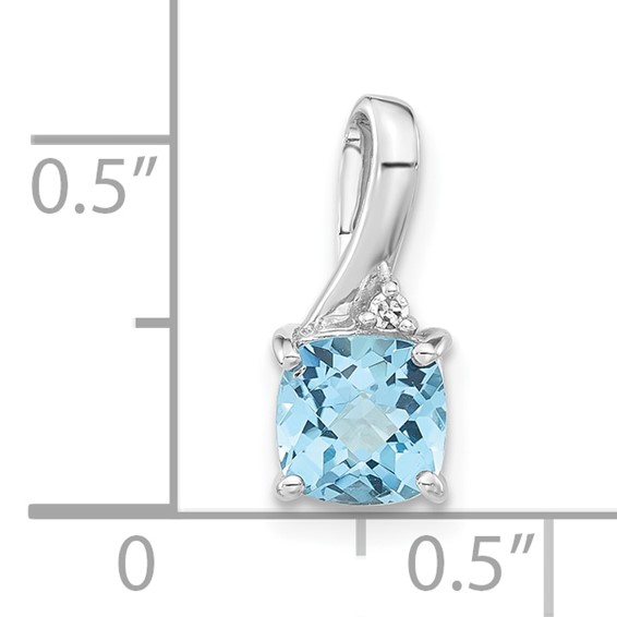 10k White Gold Checkerboard Blue Topaz & Diamond Chain Slide