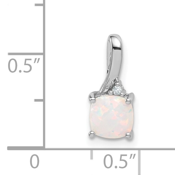 SS Created Opal and Diamond Pendant