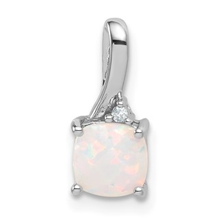 SS Created Opal and Diamond Pendant
