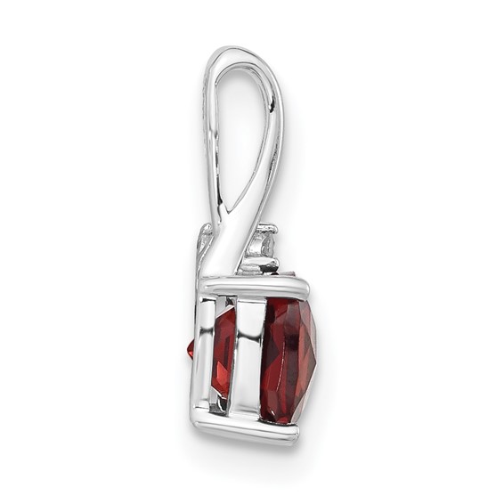 10k White Gold Checkerboard Garnet & Diamond Chain Slide