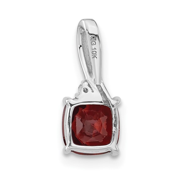 10k White Gold Checkerboard Garnet & Diamond Chain Slide
