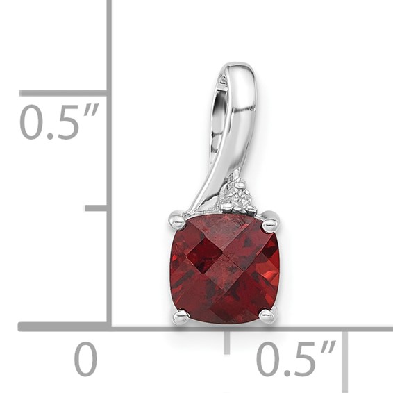 10k White Gold Checkerboard Garnet & Diamond Chain Slide