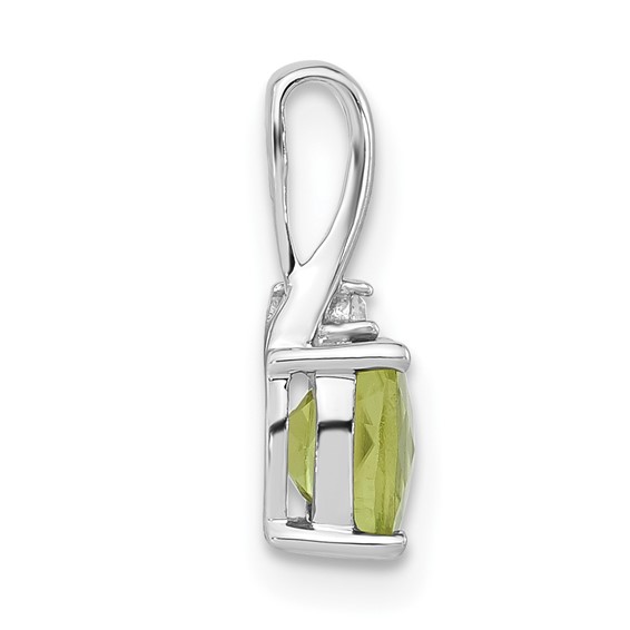 10k White Gold Checkerboard Peridot & Diamond Chain Slide