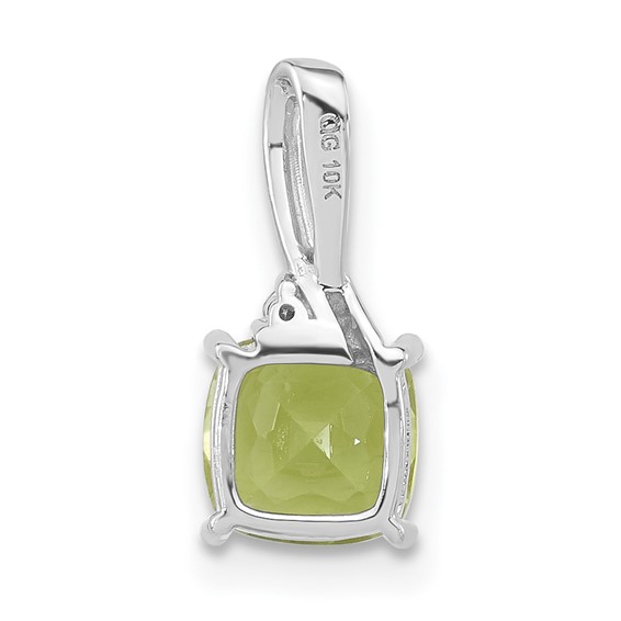 10k White Gold Checkerboard Peridot & Diamond Chain Slide