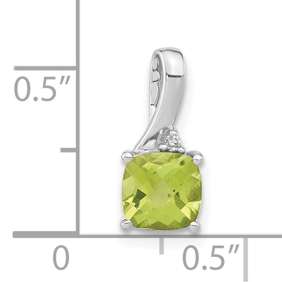 10k White Gold Checkerboard Peridot & Diamond Chain Slide