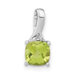 10k White Gold Checkerboard Peridot & Diamond Chain Slide