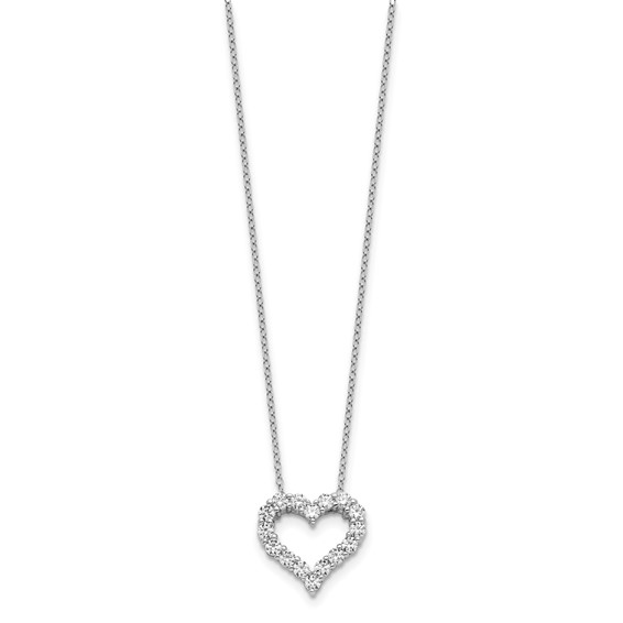 Sterling Silver Rhodium-plated Diamonore Heart 16 in w/2in ext Necklace