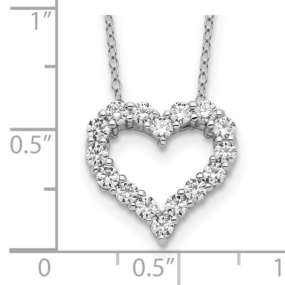 Sterling Silver Rhodium-plated Diamonore Heart 16 in w/2in ext Necklace