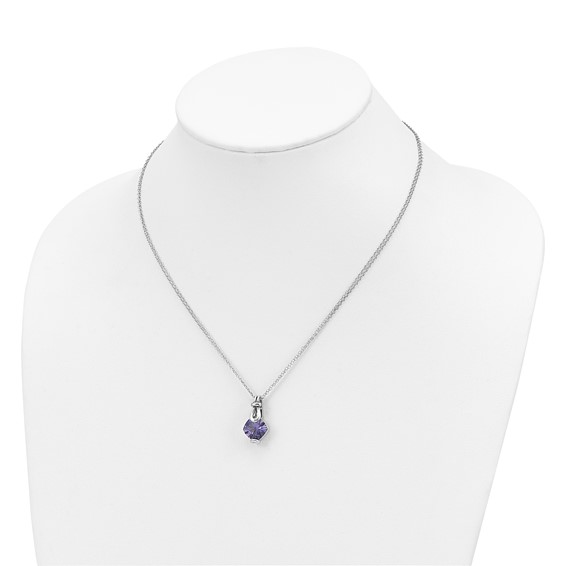 Sterling Silver Created Blue Garnet with Gold-tone Accent Necklace