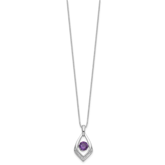 Sterling Silver Amethyst and Diamond 18" Necklace