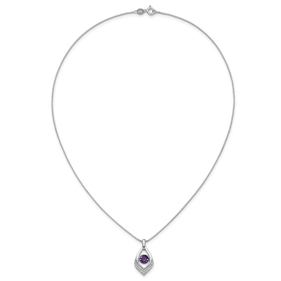 Sterling Silver Amethyst and Diamond 18" Necklace