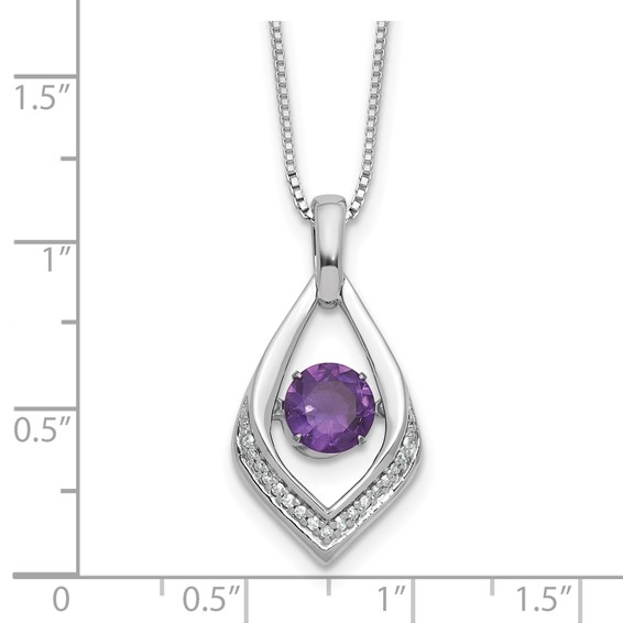 Sterling Silver Amethyst and Diamond 18" Necklace
