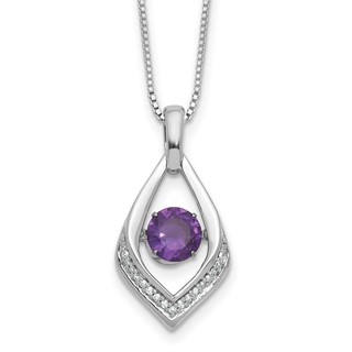 Sterling Silver Amethyst and Diamond 18" Necklace