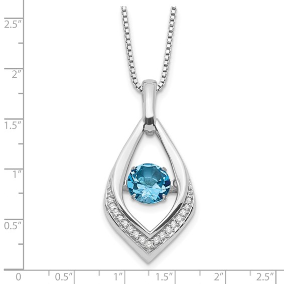 SS Blue Topaz & Diamond Pend w/ Chain