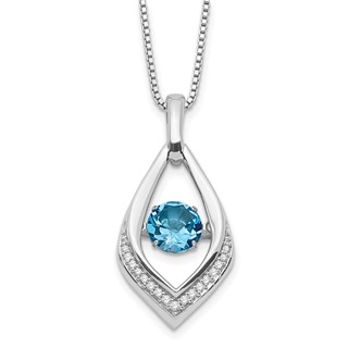 SS Blue Topaz & Diamond Pend w/ Chain