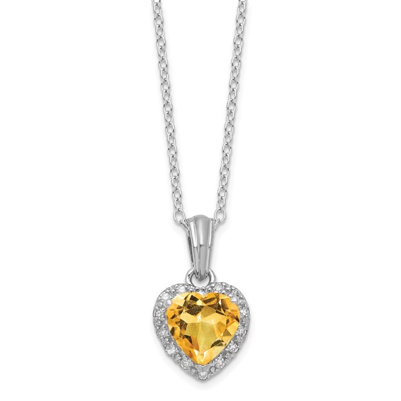 SS Citrine & Diamond Necklace