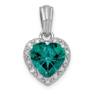 SS Created Alexandrite & Diamond Pendant