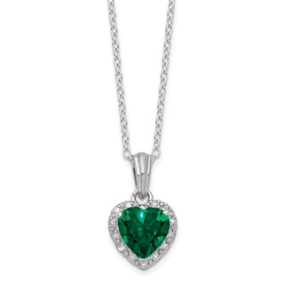 SS Created Emerald & Diamond Necklace
