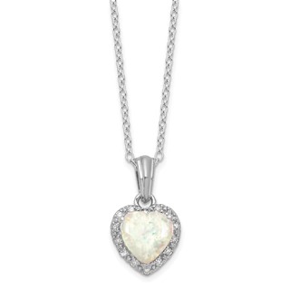 SS Created Opal & Diamond Necklace