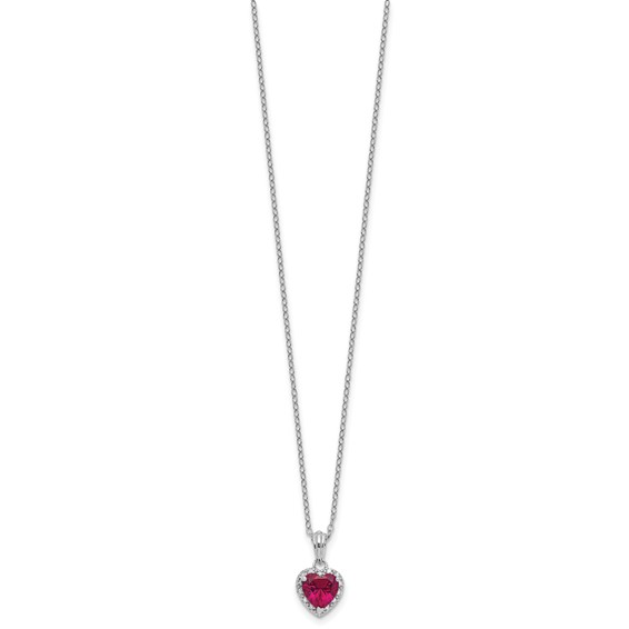 SS Created Ruby & Diamond Pend Necklace