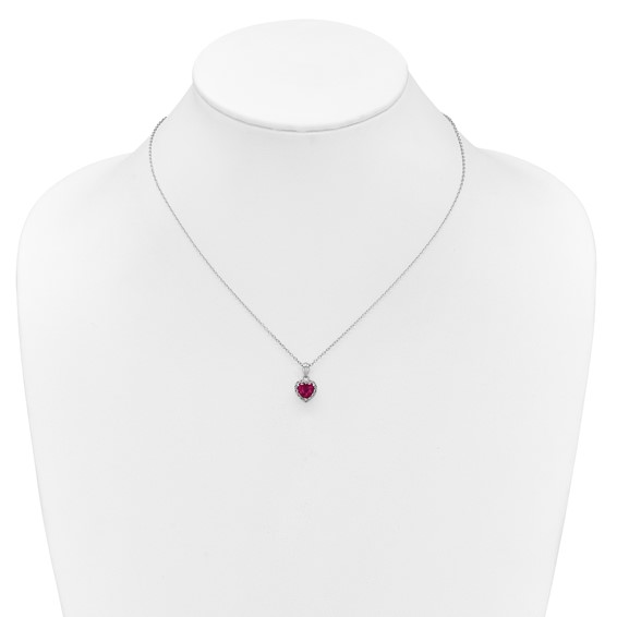 SS Created Ruby & Diamond Pend Necklace