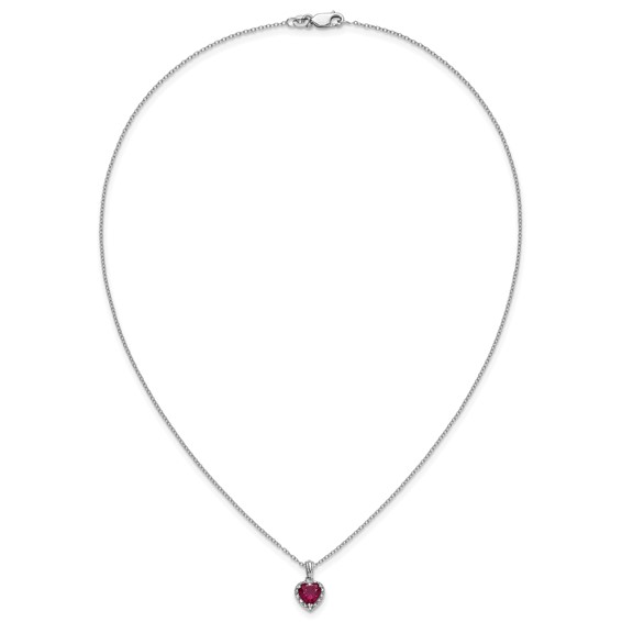 SS Created Ruby & Diamond Pend Necklace
