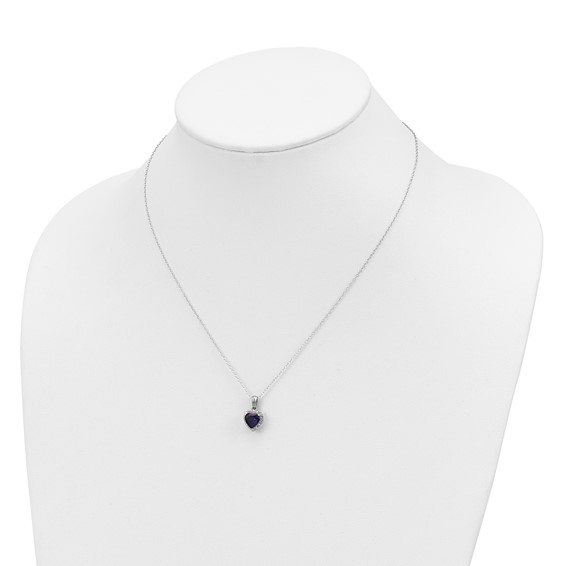 SS Created Sapphire & Diamond Necklace