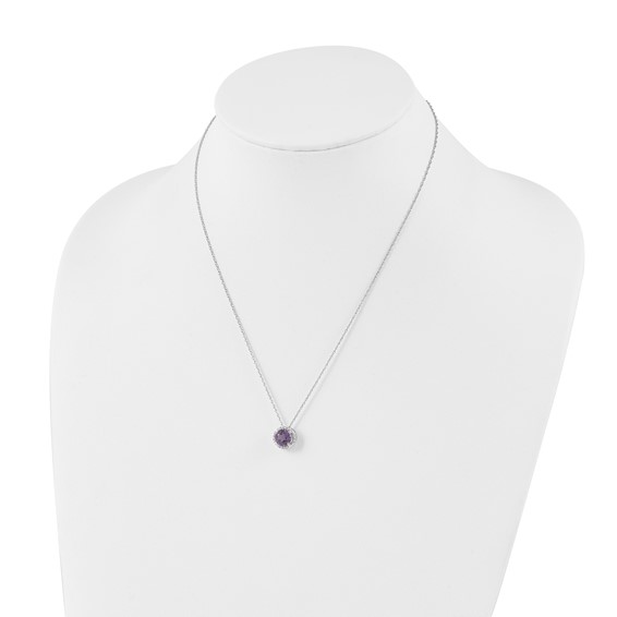Sterling Silver Amethyst and Diamond Necklace