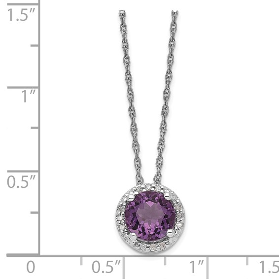 Sterling Silver Amethyst and Diamond Necklace