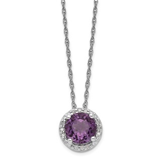 Sterling Silver Amethyst and Diamond Necklace