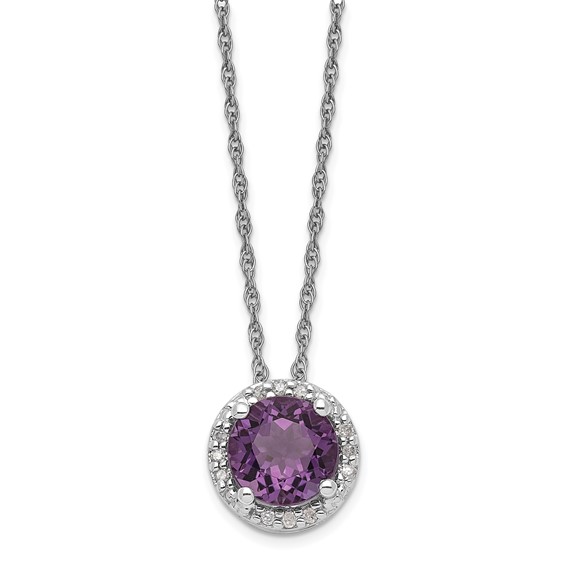 Sterling Silver Amethyst and Diamond Necklace