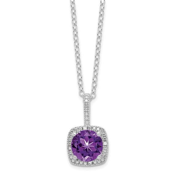 SS Amethyst & Diamond Necklace