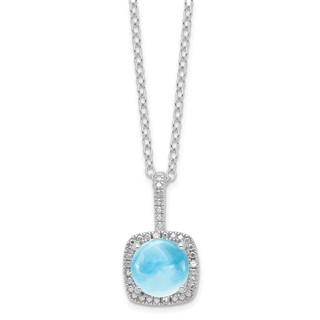 SS Blue Topaz & Diamond Necklace