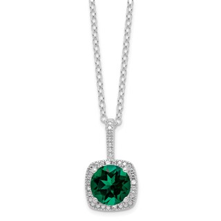 SS Created Emerald & Diamond Necklace