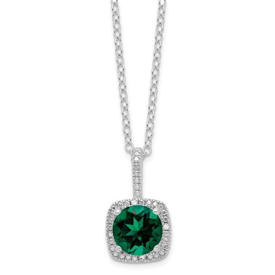SS Created Emerald & Diamond Necklace