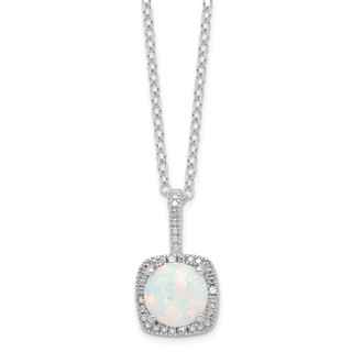 SS Created Opal & Diamond Necklace
