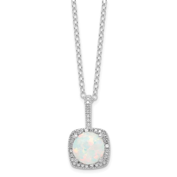 SS Created Opal & Diamond Necklace