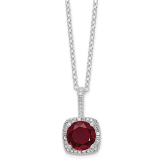 SS Created Ruby & Diamond Pend w/ chain