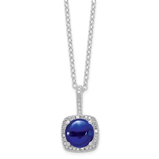 SS Created Sapphire & Diamond Necklace