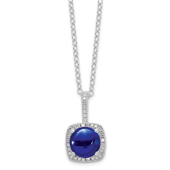 SS Created Sapphire & Diamond Necklace