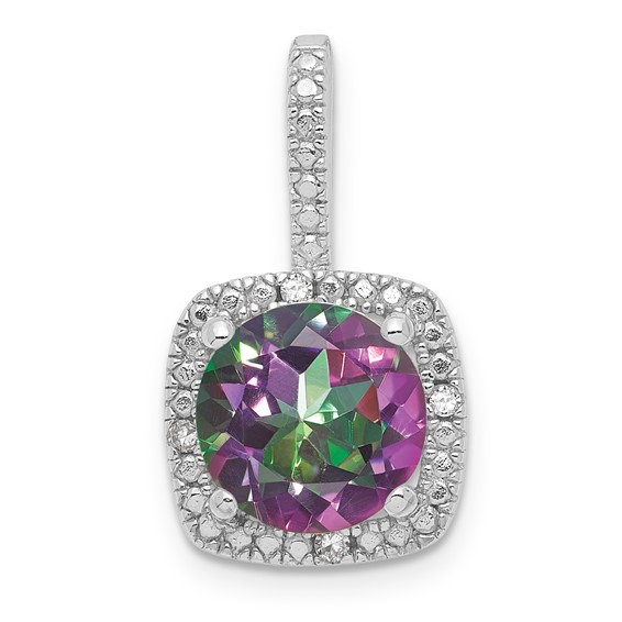 SS Mystic Fire & Diamond Pendant Necklace