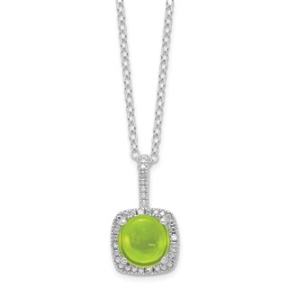 SS Peridot & Diamond Pend Necklace