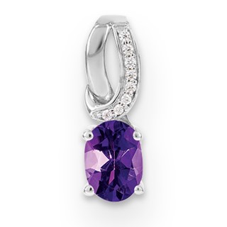 SS Amethyst & Diamond Pendant