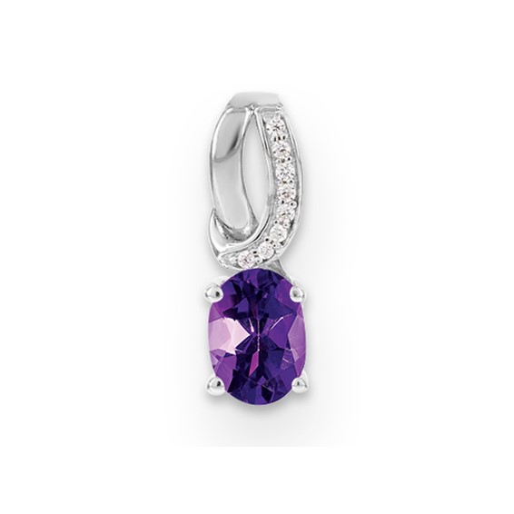 SS Amethyst & Diamond Pendant