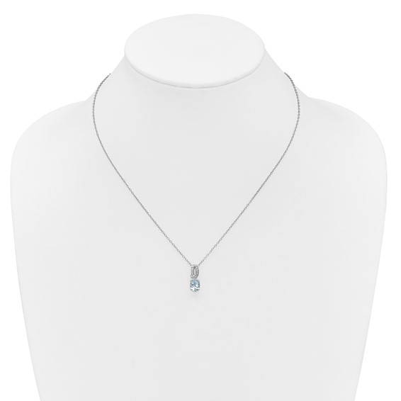 SS Aquamarine & Diamond Pend